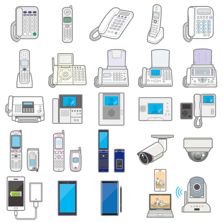 Illustration of various electric appliances and Communication equipment???のイラスト素材