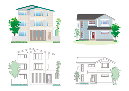 Illustration of the different houses.のイラスト素材