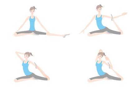 Illustration of a woman exercising yogaのイラスト素材