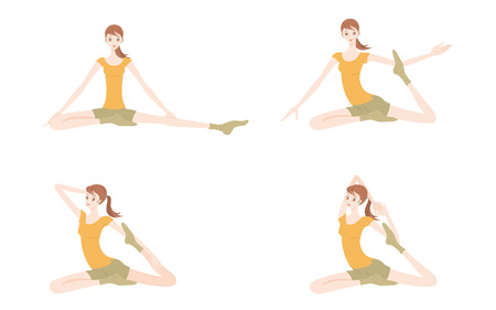 Illustration of a woman exercising yogaのイラスト素材
