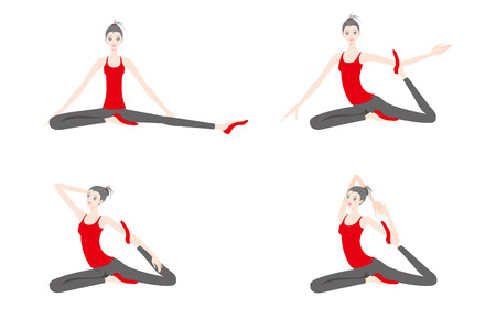 Illustration of a woman exercising yogaのイラスト素材