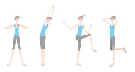 Illustration of a woman exercising yogaのイラスト素材