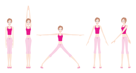 Illustration of a woman exercising yogaのイラスト素材