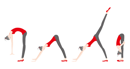 Illustration of a woman exercising yoga.のイラスト素材
