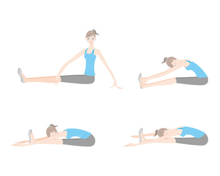 Illustration of a woman exercising yogaのイラスト素材