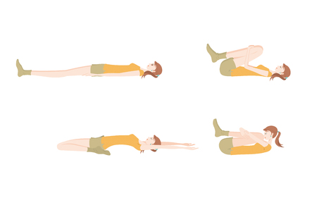 Illustration of a woman exercising yogaのイラスト素材