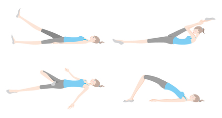 Illustration of a woman exercising yogaのイラスト素材