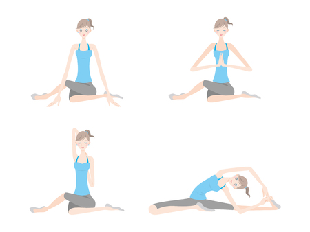 Illustration of a woman exercising yogaのイラスト素材