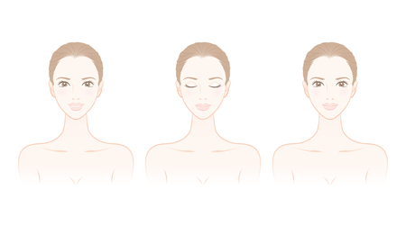 Illustration of a woman doing skin careのイラスト素材