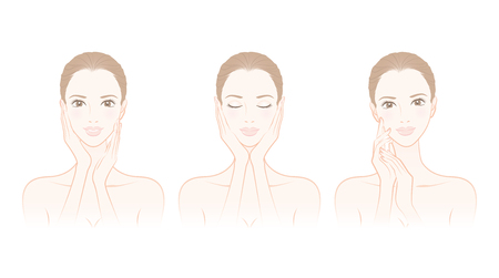 Illustration of a woman doing skin careのイラスト素材