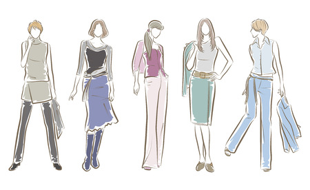 Fashion illustration of the womanのイラスト素材