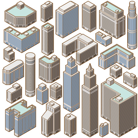 Illustration of various buildingsのイラスト素材