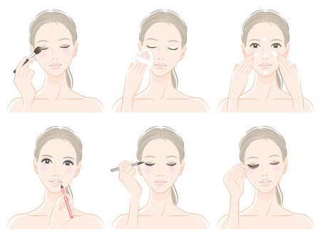 Illustration of a woman doing makeupのイラスト素材