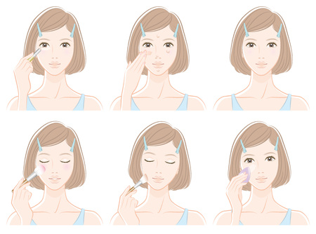 Illustration of a woman doing makeupのイラスト素材