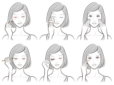 Illustration of a woman doing makeupのイラスト素材