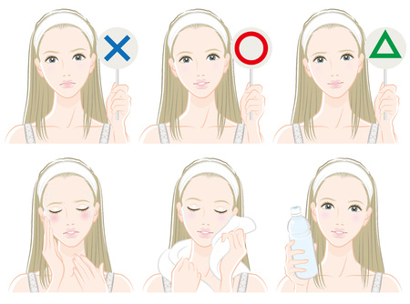 Illustration of a woman who takes measures against heat strokeのイラスト素材