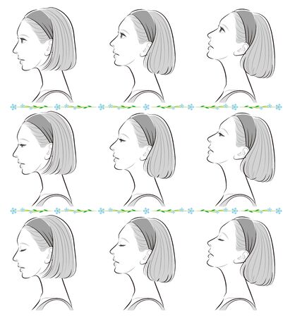Facial expression illustration of a profile of a womanのイラスト素材