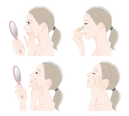 Illustration of a woman doing makeupのイラスト素材