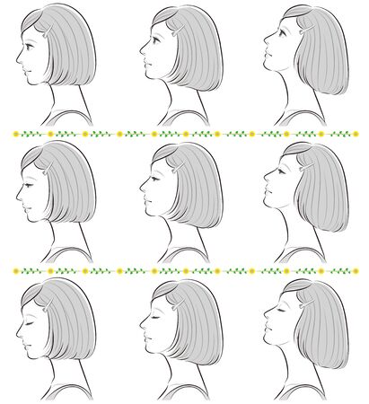 Facial expression illustration of a profile of a womanのイラスト素材