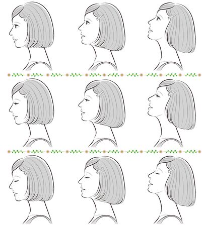 Facial expression illustration of a profile of a womanのイラスト素材