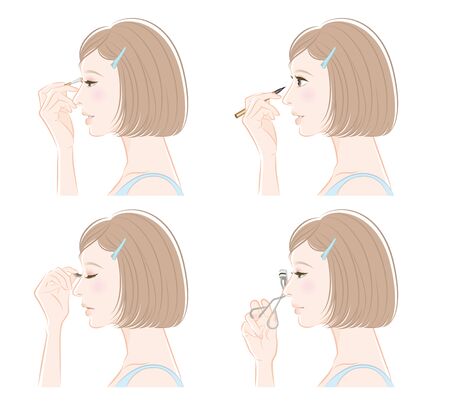 Illustration of a woman doing makeupのイラスト素材