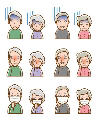 Illustration of couple facial expressions : Senior coupleのイラスト素材