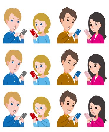 Illustration of couple facial expressionsのイラスト素材