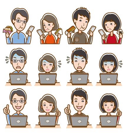 Illustration of couple facial expressionsのイラスト素材