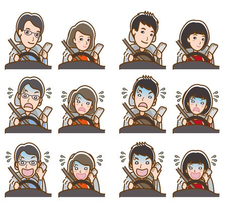 Illustration of couple facial expressionsのイラスト素材