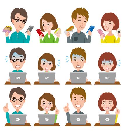 Illustration of couple facial expressionsのイラスト素材