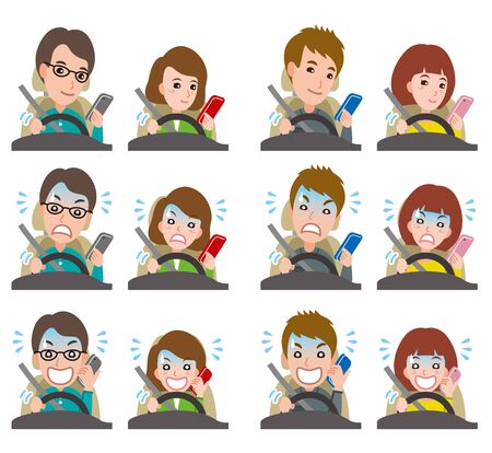 Illustration of couple facial expressionsのイラスト素材