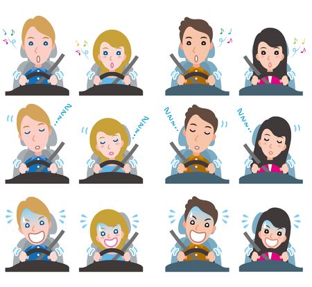Illustration of couple facial expressionsのイラスト素材