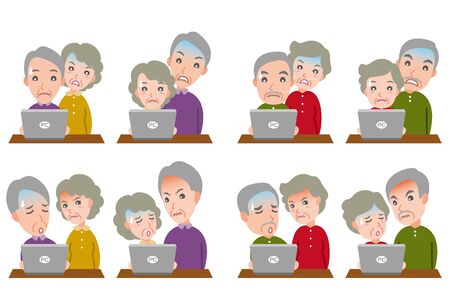 Illustration of Facial Expressions : Old Coupleのイラスト素材