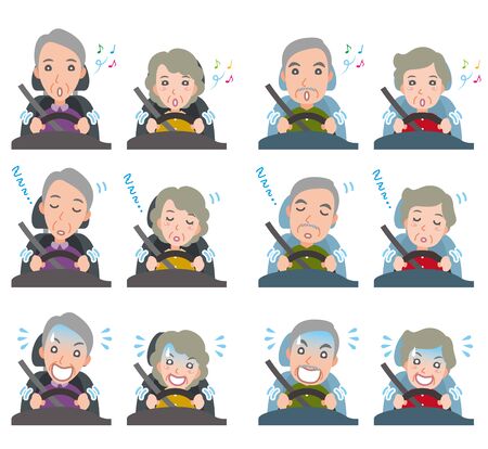 Illustration of Facial Expressions : Old Coupleのイラスト素材