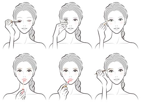 Illustration of a woman doing makeupのイラスト素材