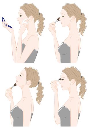Illustration of a woman doing makeupのイラスト素材