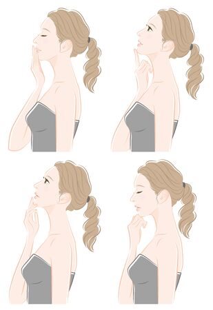 Facial expression illustration of a profile of a womanのイラスト素材