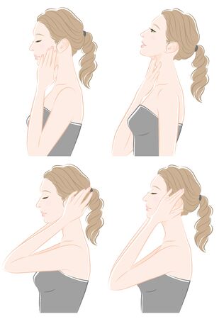 Facial expression illustration of a profile of a womanのイラスト素材
