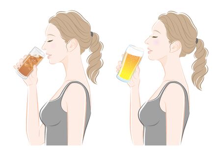 Profile of the Woman, Heat Stroke Measuresのイラスト素材