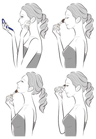 Illustration of a woman doing makeupのイラスト素材
