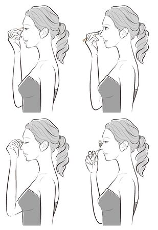 Illustration of a woman doing makeupのイラスト素材