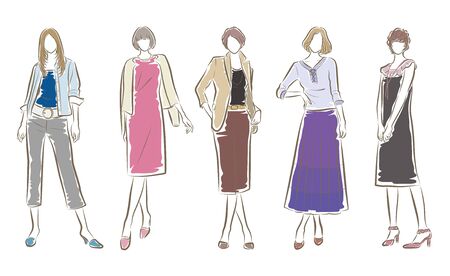 Fashion illustration of the womanのイラスト素材