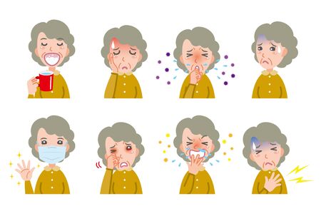 Illustration of the grandmother in poor physical conditionのイラスト素材