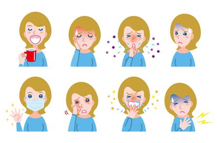 Illustration of the woman in poor physical conditionのイラスト素材