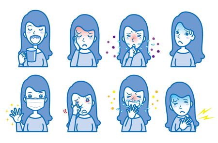 Illustration of the woman in poor physical conditionのイラスト素材