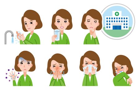 Illustration of the Woman in Poor Physical Condition. Disease Prevention.のイラスト素材