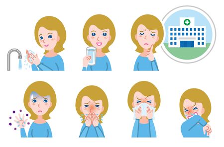Illustration of the Woman in Poor Physical Condition. Disease Prevention.のイラスト素材