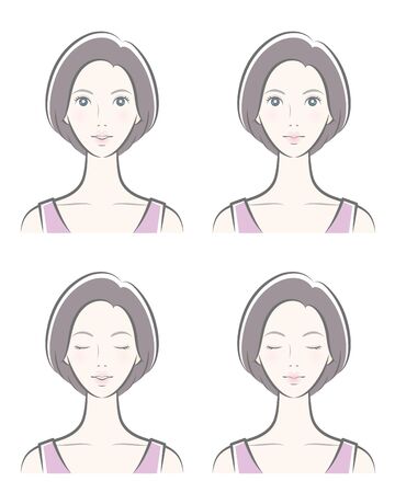 Illustration of a woman's face expressionのイラスト素材