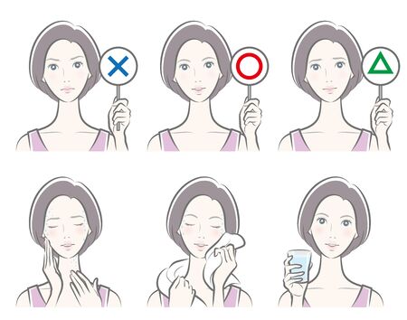 Illustration of a woman who takes measures against heat strokeのイラスト素材
