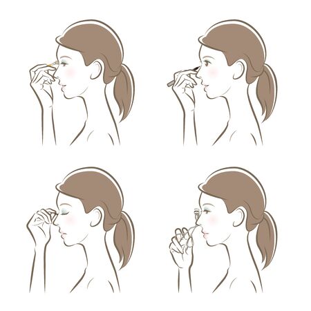 Illustration of a woman doing makeupのイラスト素材